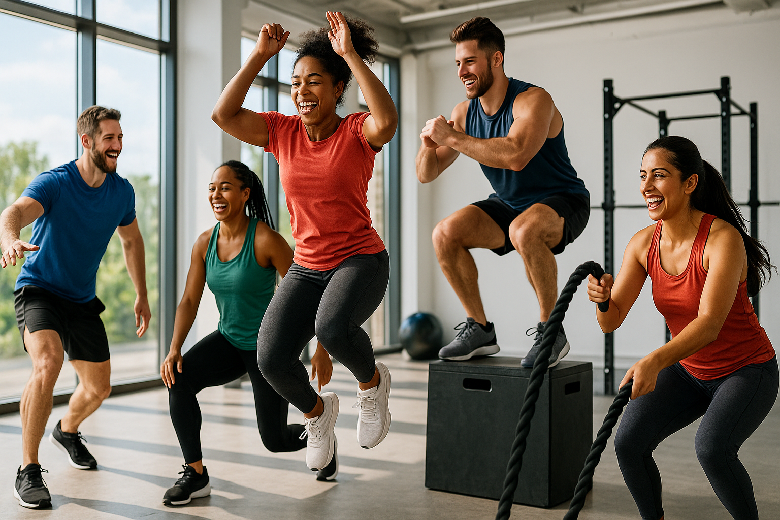 Hero Image: Use an energetic group workout or lifestyle photo at the top to show community and action.